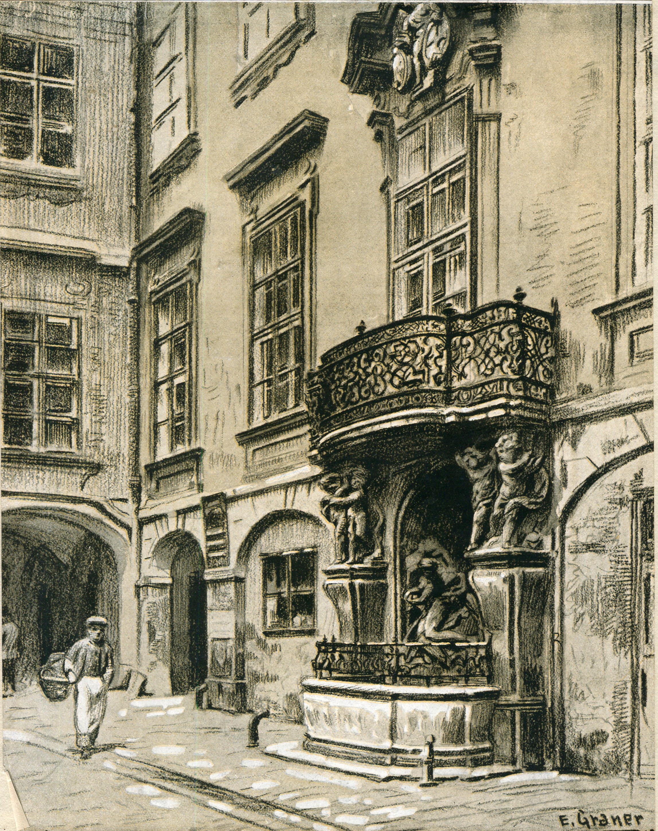 Der Brunnen im Alten Rathaus, Ansicht um 1900 [1]