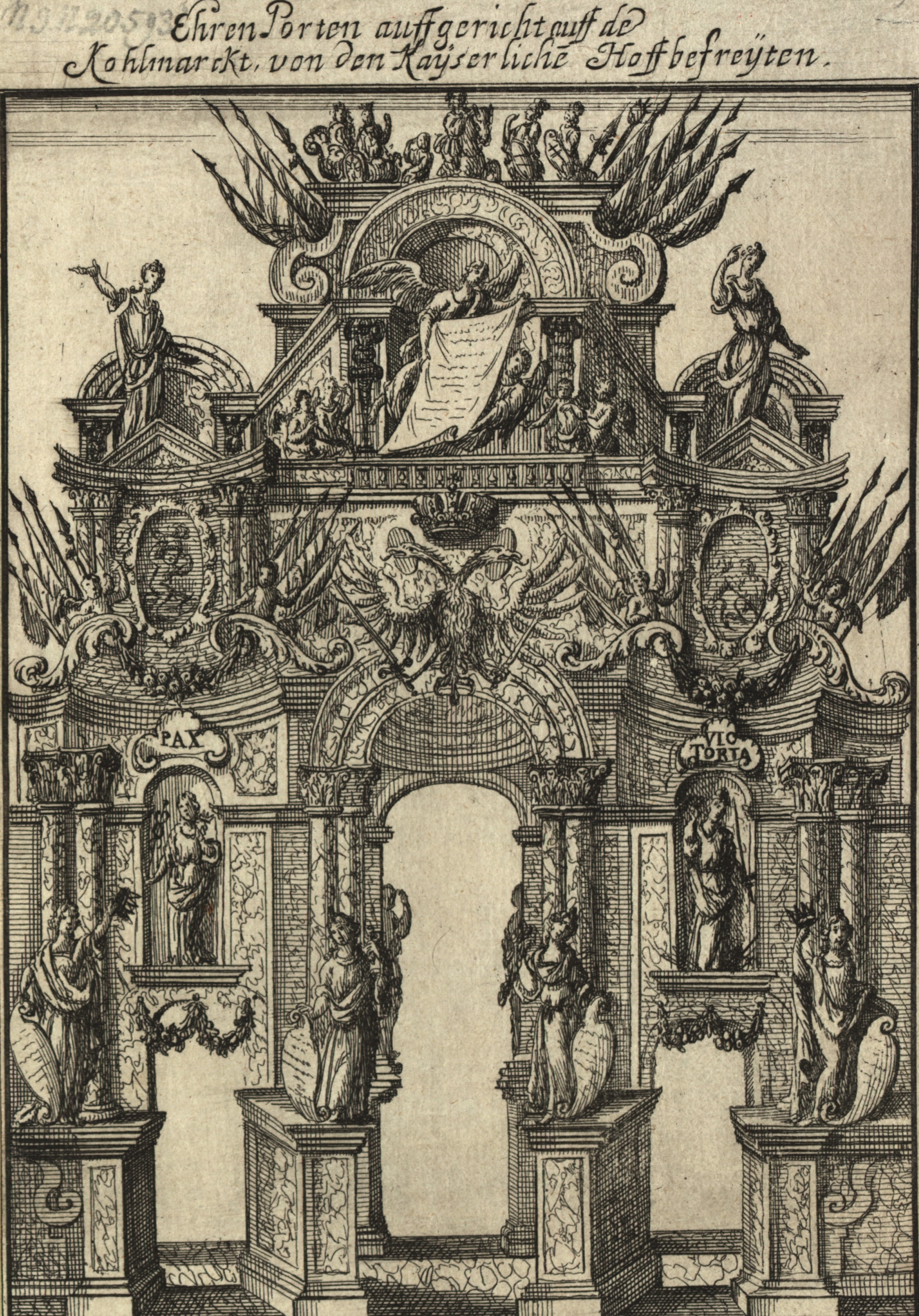Ehrenpforte, 1699 anlässlich der Vermählung Josephs I. mit Amalia Wilhelmina von Braunschweig-Lüneburg[7]